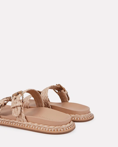 Shop Ulla Johnson Kiera Raffia Slide Sandals In Beige
