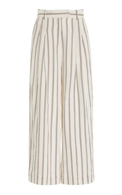 Shop By Malene Birger Women's Cymbaria Striped Linen-blend Wide-leg Pants In Neutral