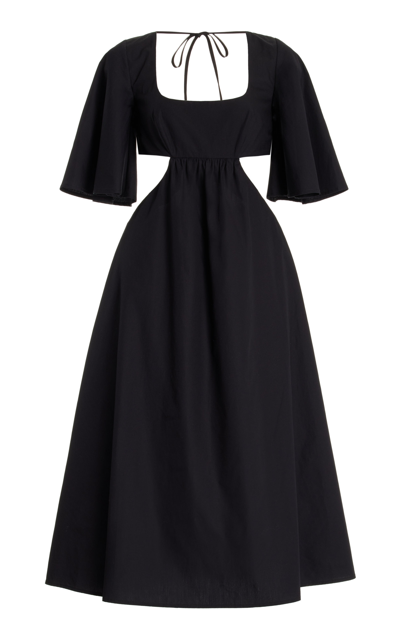 Shop Matthew Bruch Women's Cutout Cotton Midi Dress In Black