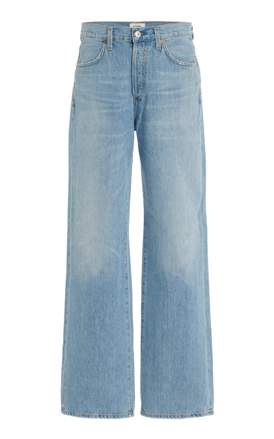 Shop Citizens Of Humanity Women's Annina Stretch High-rise Wide-leg Jeans In Blue