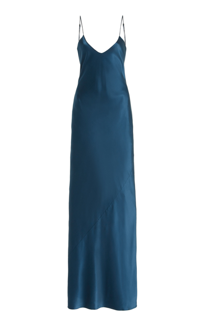 Shop Nili Lotan Women's Cami Silk Slip Gown In Blue