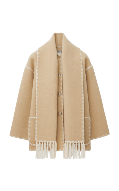 Shop Totême Women's Oversized Wool-blend Scarf Jacket In Neutral