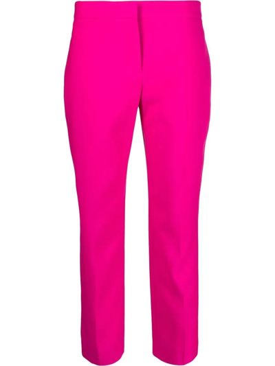 Shop Alexander Mcqueen Cropped Slim-fit Trousers In Rosa