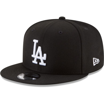 Shop New Era Black Los Angeles Dodgers Black & White 9fifty Snapback Hat