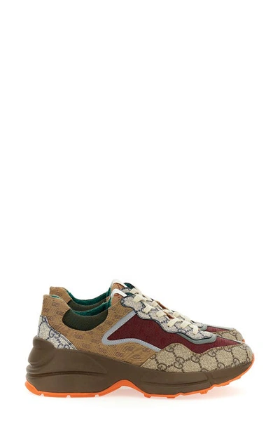 Gucci Gg Rhyton Leather-trimmed Sneakers In Neutrals | ModeSens