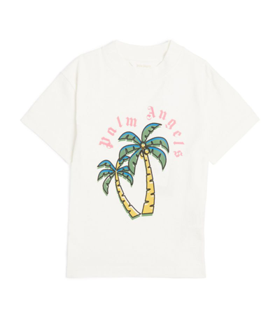Shop Palm Angels Cotton Palm Tree T-shirt (4-12 Years) In White