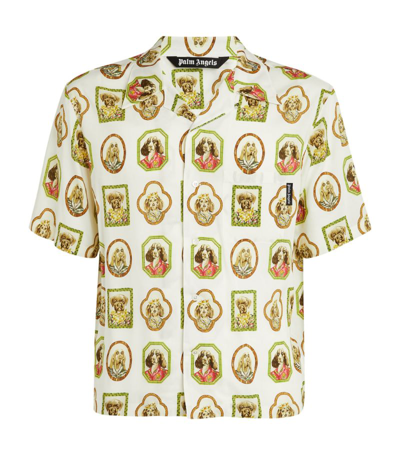 Shop Palm Angels Hawaiian Dog Bowling Shirt In White