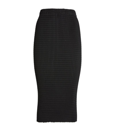 Shop Issey Miyake Textured Midi Skirt In Black