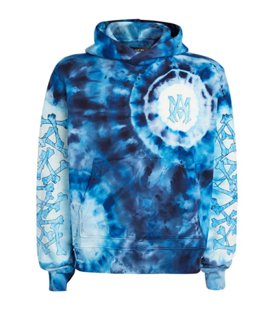 Shop Amiri Tie-dye Bones Hoodie In Blue