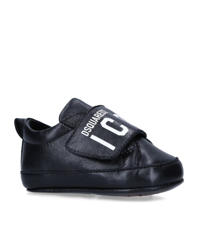 Shop Dsquared2 Leather Icon Sneakers In Black