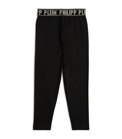 Shop Philipp Plein Junior Embellished Logo Waistband Sweatpants (4-14 Years) In Black