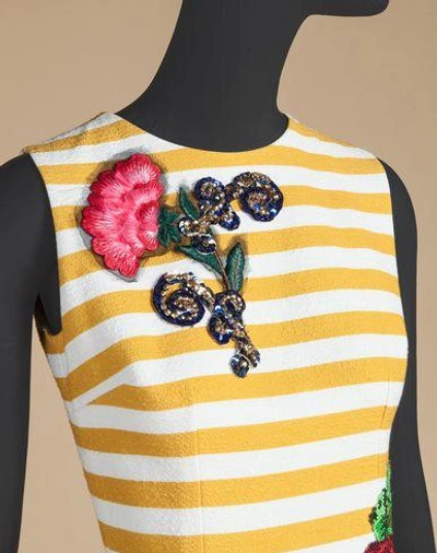 Shop Dolce & Gabbana Cotton Dress With Rear Cutout And Embroidery In Yellow