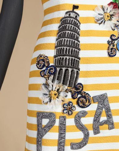 Shop Dolce & Gabbana Cotton Dress With Rear Cutout And Embroidery In Yellow