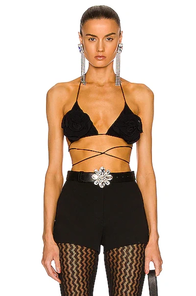 Shop Magda Butrym Flower Wrap Bikini Top In Black