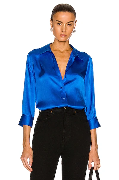 Shop L Agence Dani 3/4 Sleeve Blouse In Electric Blue