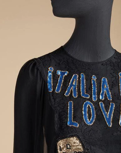 Shop Dolce & Gabbana Long Chiffon Dress With Colosseum In Black