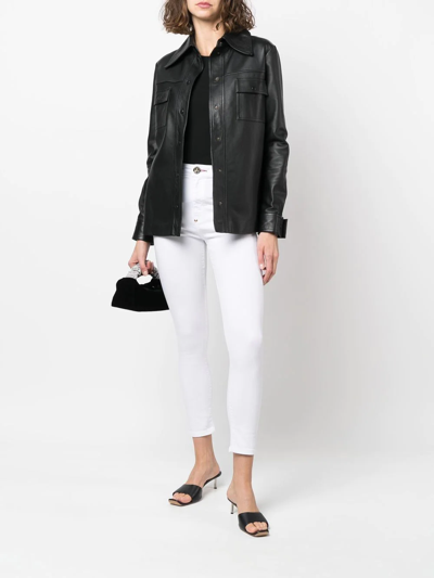 Philipp Plein Embroidered Skull Skinny Jeans In White