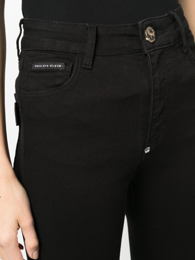 Philipp Plein Metallic Skull Skinny Jeans In Black
