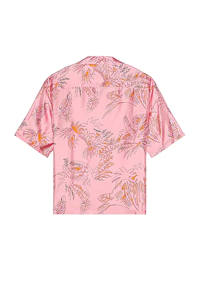 Shop Palm Angels Abstract Palms Bowling Shirt In Pink & Gold
