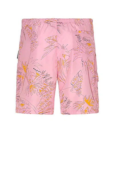 Shop Palm Angels Abstract Palms Swim Short In Pink & Gold