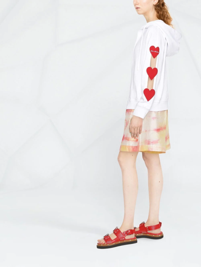 Shop Love Moschino Heart-patch Cut-out Zipped Hoodie In White