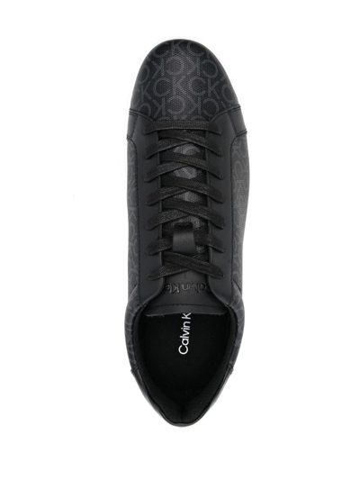 Shop Calvin Klein Low-top Leather Sneakers In Black