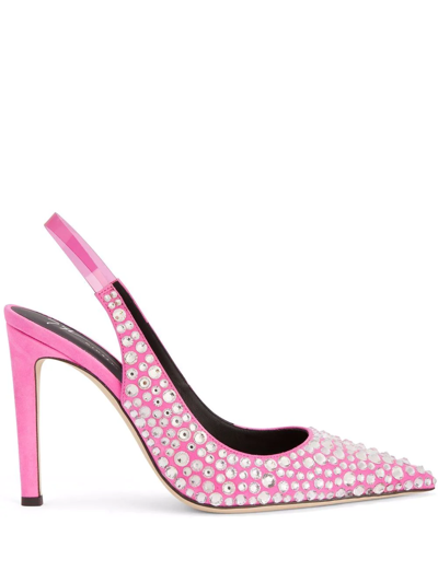 Shop Giuseppe Zanotti Diorite Crystal-embellished Pumps In Pink