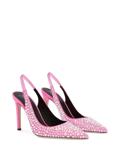 Shop Giuseppe Zanotti Diorite Crystal-embellished Pumps In Pink