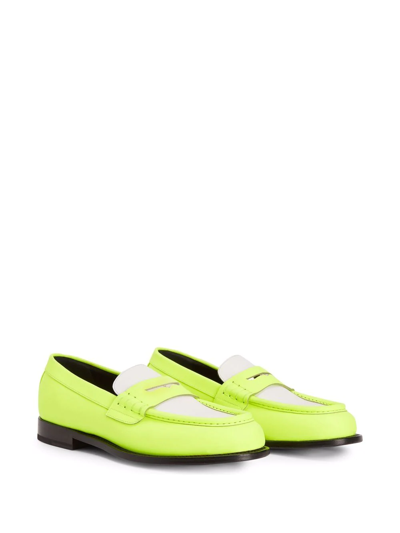 Shop Giuseppe Zanotti Euro Two-tone Leather Loafers In Yellow