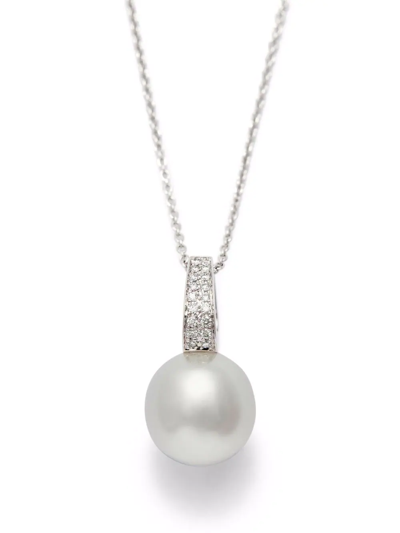 Shop Autore 18kt White Gold St Moritz Diamond Pearl Pendant In Silver
