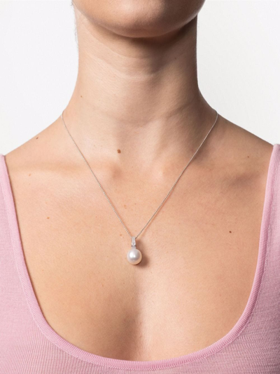 Shop Autore 18kt White Gold St Moritz Diamond Pearl Pendant In Silver