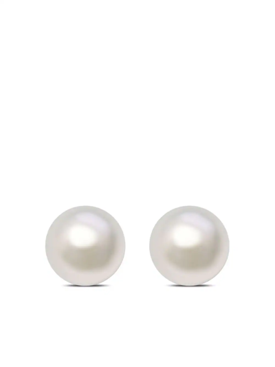 Shop Autore 18kt White Gold 9mm Pearl Stud Earrings In Silver