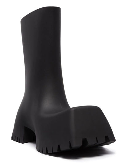 Shop Balenciaga Trooper Block-heel Rubber Boots In Black
