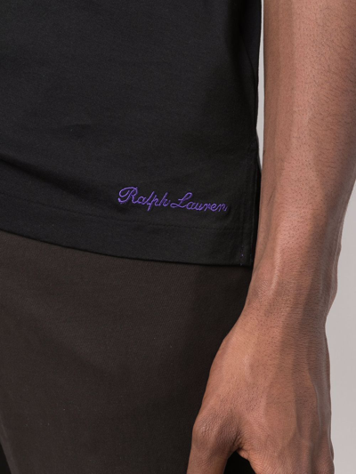 Ralph Lauren Script Logo-embroidered Cotton T-shirt In Black