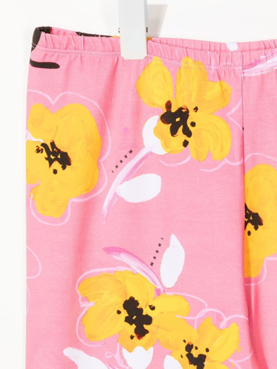 Shop Marni Teen Floral-print Leggings In Pink