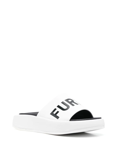 Shop Furla Logo-print Leather Slides In White