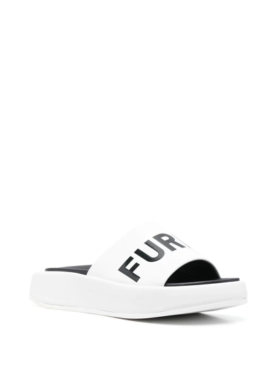 Furla Logo-print Leather Slides In White