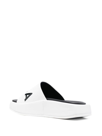 Shop Furla Logo-print Leather Slides In White