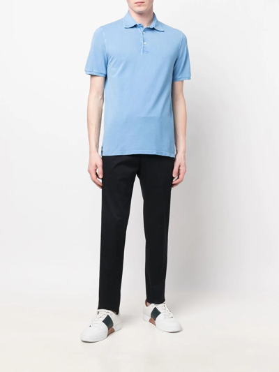 Shop Fedeli Cotton Polo Shirt In Blue