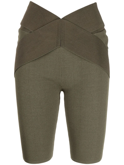 Shop Dion Lee X Knee-length Biker Shorts In Green