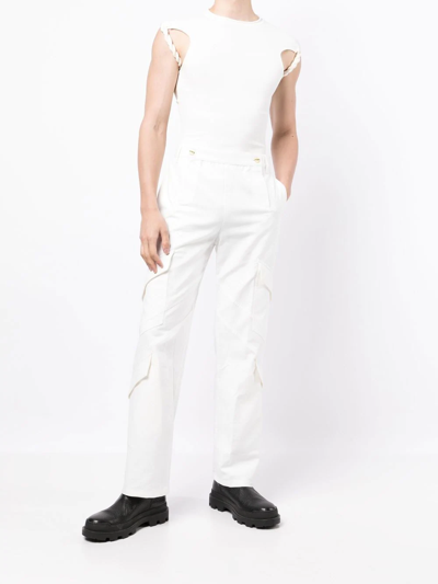 Shop Dion Lee Braid-strap T-shirt In White