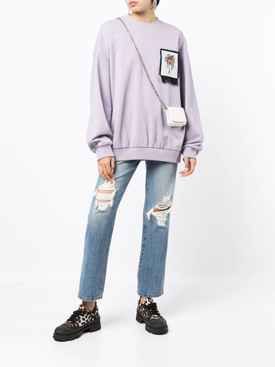 Shop Ports V Graphic-print Crew Neck Sweatshirt In Purple