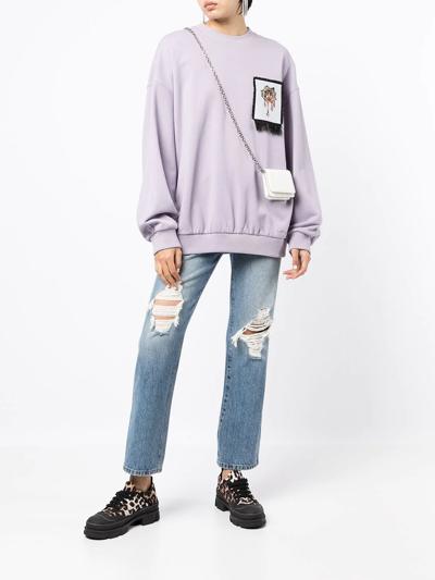 Ports V Graphic-print Crew Neck Sweatshirt In Purple