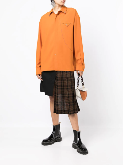 Shop Ports V Contrast-stitching Long-sleeved Shirt In Orange