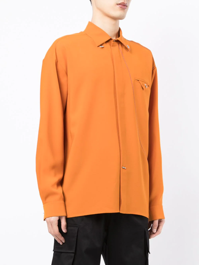 Shop Ports V Contrast-stitching Long-sleeved Shirt In Orange