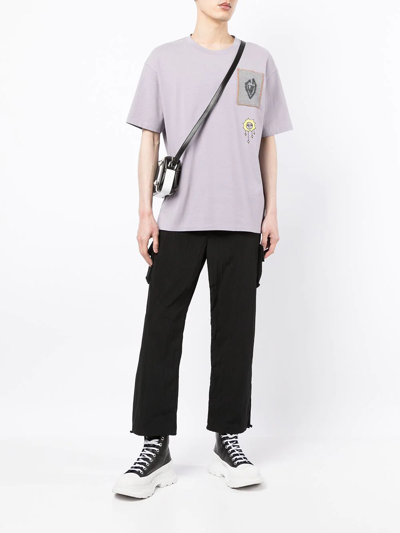 Ports V Patch-detail Short-sleeved T-shirt In Purple