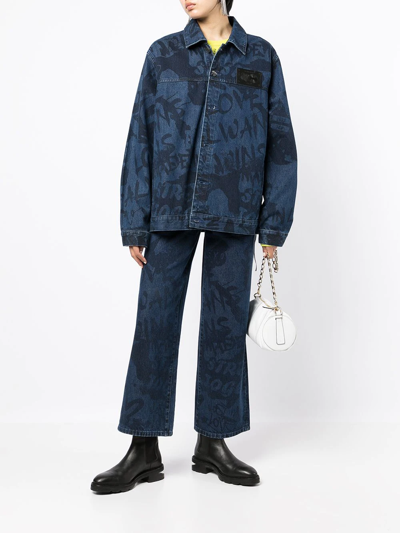 Ports V All-over Graffiti Print Jeans In Blue