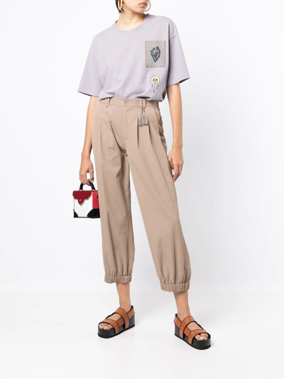 Ports V Patch-detail Short-sleeved T-shirt In Purple