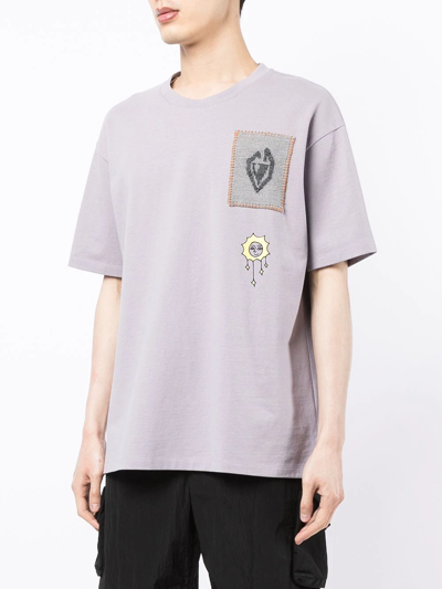 Ports V Patch-detail Short-sleeved T-shirt In Purple