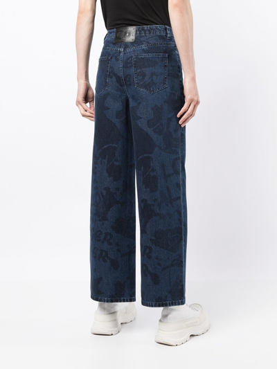Ports V All-over Graffiti Print Jeans In Blue